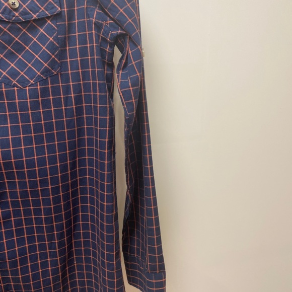 7 for all mankind kids XL button down navy blue with orange stripes Like NEW - Picture 6 of 13